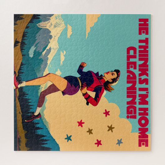 Hij denkt dat ik thuis Sassy Runner schoonmaak Legpuzzel (Horizontaal)