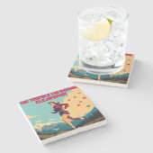 Hij denkt dat ik thuis Sassy Runner schoonmaak Stenen Onderzetter (Zijkant)