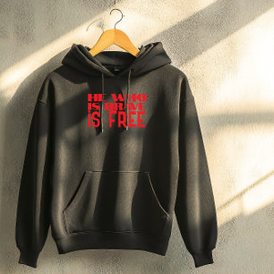 Hij die dapper is is vrij citaat rood zwart hoodie