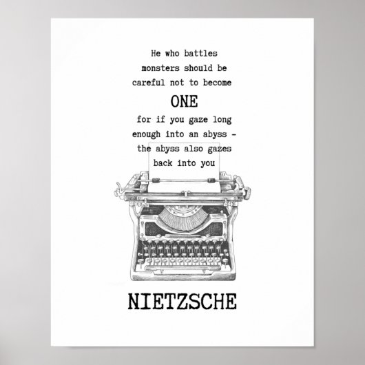 Hij die de MONSTERS bestrijdt citeert Nietzsche Poster (Voorkant)