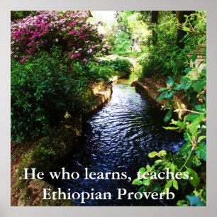 Hij die leert, leert. - Ethiopische proverb Poster