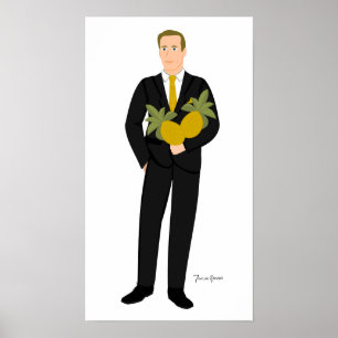 Hij die van ananassen houdt poster