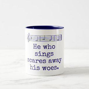Hij die zijn vrouwen wegzingt - Music Quote Tweekleurige Koffiemok