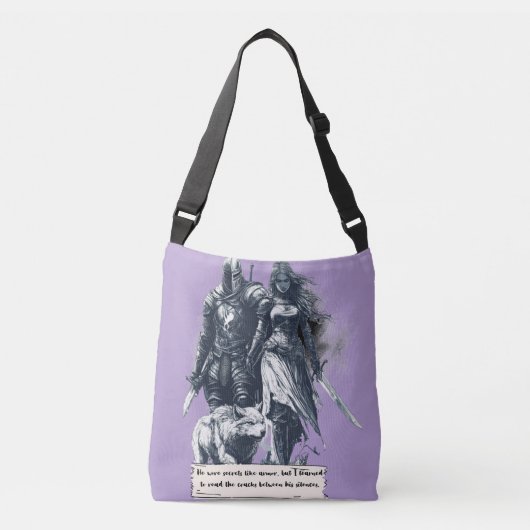 Hij draagt zijn geheimen als een wapenrusting crossbody tas (Voorkant)