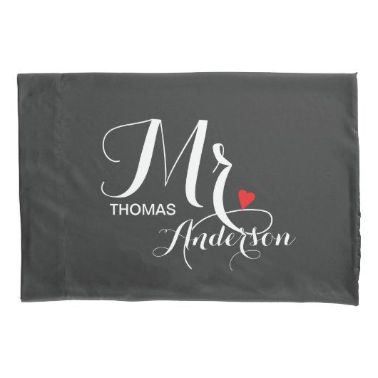 Hij en haar gepersonaliseerd - Mr & Mrs Passen get Kussensloop (Voorkant-Links)