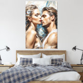 Hij en haar: minimalistische connectie canvas afdruk (Insitu (Slaapkamer))