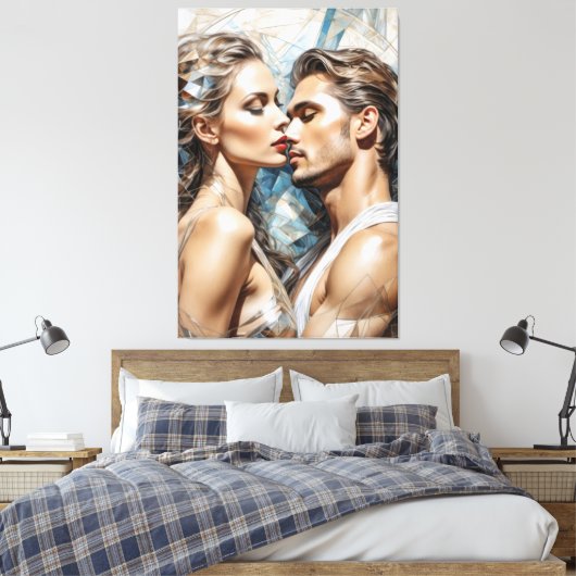 Hij en haar: minimalistische connectie canvas afdruk (Insitu (Slaapkamer))