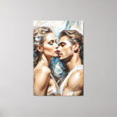 Hij en haar: minimalistische connectie canvas afdruk (Voorkant)