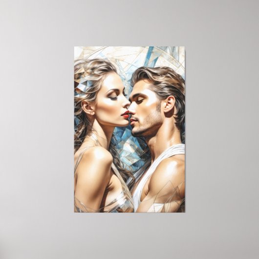 Hij en haar: minimalistische connectie canvas afdruk (Voorkant)