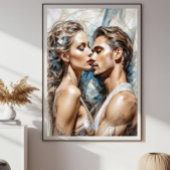 Hij en haar: minimalistische connectie canvas afdruk