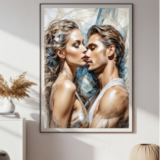 Hij en haar: minimalistische connectie canvas afdruk