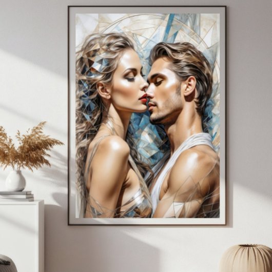 Hij en haar: minimalistische connectie canvas afdruk