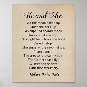 Hij en zij gedicht door William Butler Yeats Vinta Poster