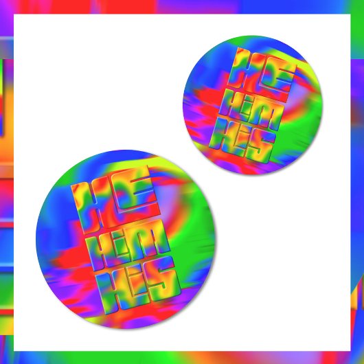Hij gaf hem zijn voornaamwoorden regenboog stropda ronde sticker