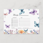 Hij geeft Butterflies vrijgezellenfeest recept aan Informatiekaartje (Voorkant)