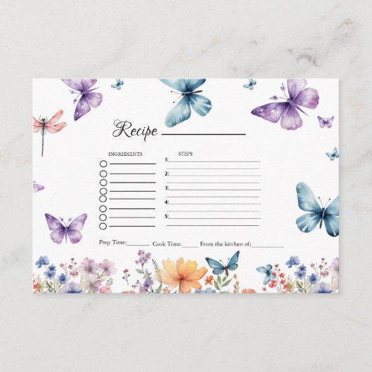 Hij geeft Butterflies vrijgezellenfeest recept aan Informatiekaartje (Voorkant)
