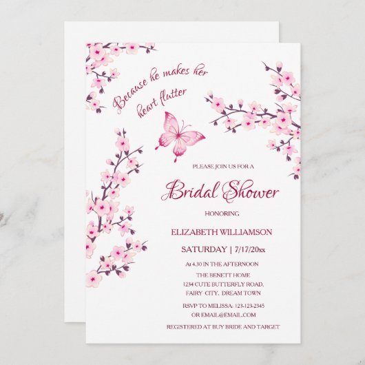 Hij Geeft Haar Vlinders | Qr Code Bruidsfeest Kaart (Voorkant / Achterkant)