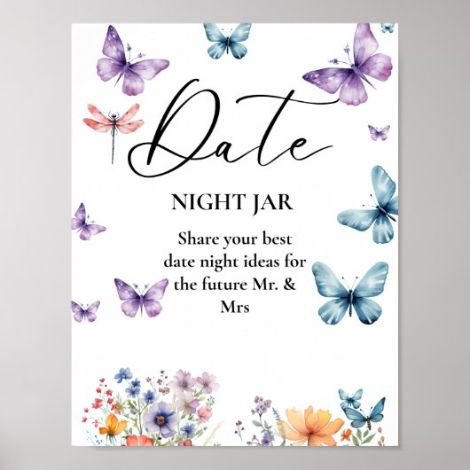 Hij geeft haar vlinders Vrijgezellenfeest Datum Te Poster (Voorkant)