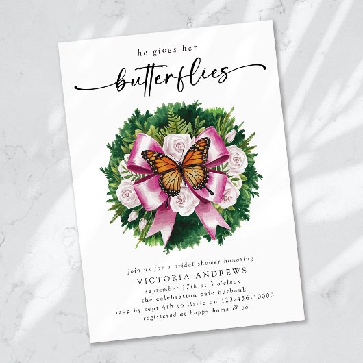 Hij geeft haar vlinders Vrijgezellenfeest Kaart