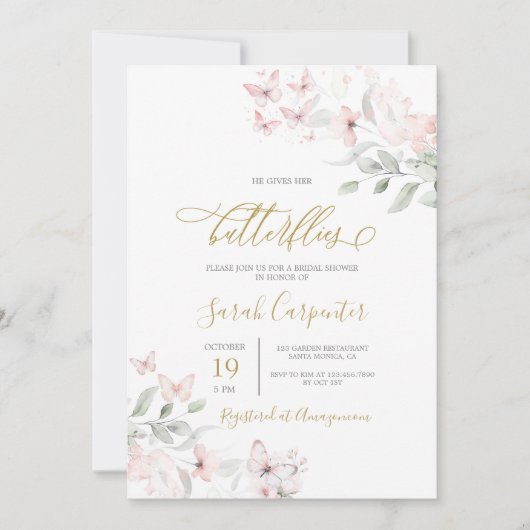 Hij geeft haar vlinders vrijgezellenfeest kaart (Voorkant)