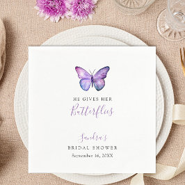 Hij geeft haar vlinders Vrijgezellenfeest vlinder Servet