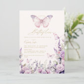 Hij geeft haar vlinders wilde bloemen Vrijgezellen Kaart (Staand voorkant)