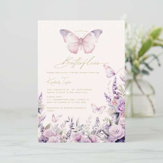 Hij geeft haar vlinders wilde bloemen Vrijgezellen Kaart (Staand voorkant)