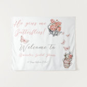 Hij geeft me Butterflies Tea Floral Shower Backdro Wandkleed (Voorkant (horizontaal))