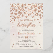 Hij geeft me Butterflies Vrijgezellenfeest Folie Uitnodiging (Voorkant)