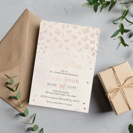 Hij geeft me Butterflies Vrijgezellenfeest Folie Uitnodiging