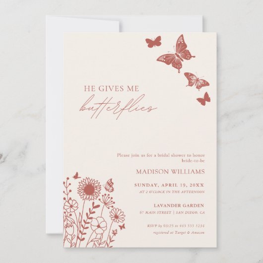 Hij geeft me Butterflies Vrijgezellenfeest Kaart (Voorkant)