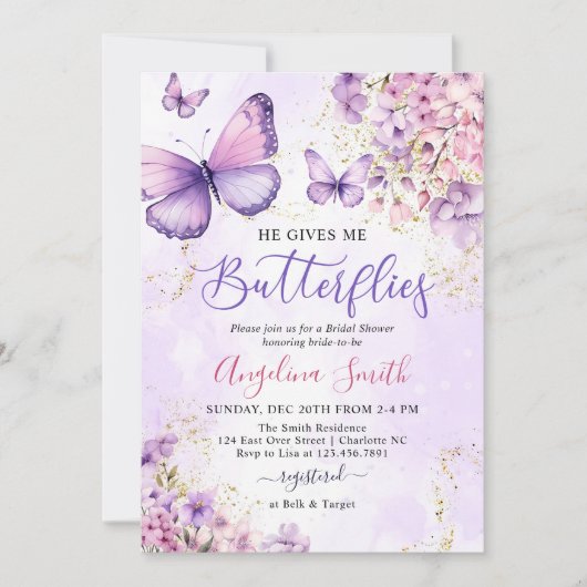 Hij geeft me Butterflies Vrijgezellenfeest Kaart (Voorkant)