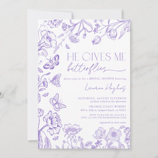 Hij geeft me een lavendel  douche kaart (Voorkant)