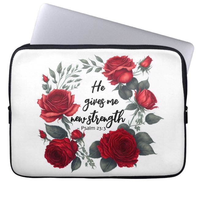 Hij geeft me nieuwe kracht laptop sleeve (Voorkant)