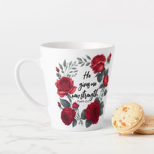 Hij geeft me nieuwe kracht latte mok (In situ)