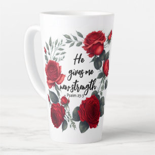 Hij geeft me nieuwe kracht latte mok