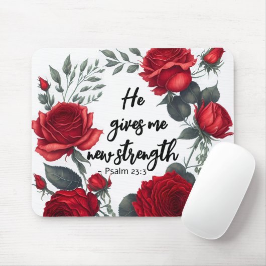 Hij geeft me nieuwe kracht muismat (Met muis)