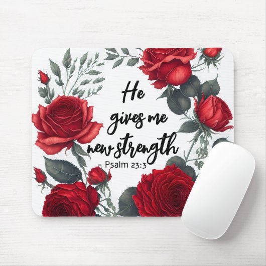 Hij geeft me nieuwe kracht muismat (Met muis)