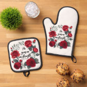 Hij geeft me nieuwe kracht ovenwant & pannenlap set (Top down)