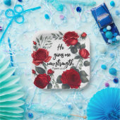 Hij geeft me nieuwe kracht papieren bordje (Feest)