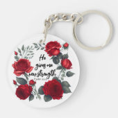 Hij geeft me nieuwe kracht sleutelhanger (Achterkant)