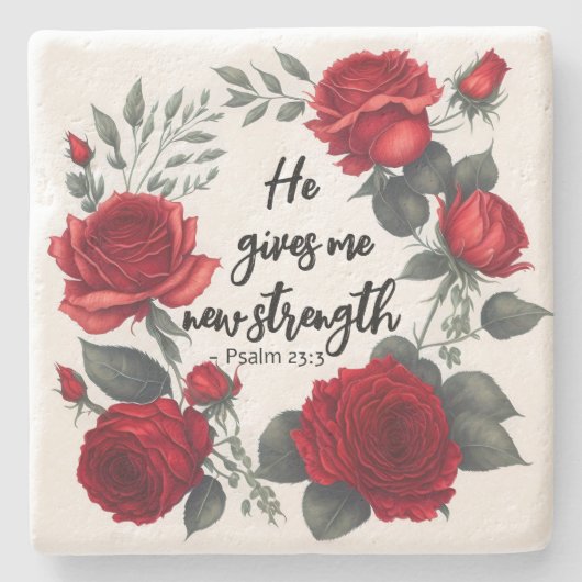 Hij geeft me nieuwe kracht stenen onderzetter (Voorkant)