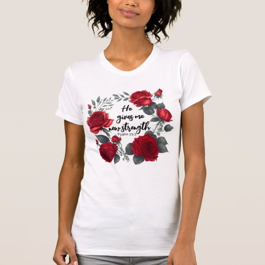 Hij geeft me nieuwe kracht t-shirt (Voorkant)