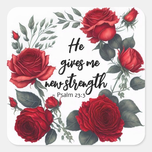 Hij geeft me nieuwe kracht vierkante sticker (Voorkant)