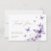 Hij geeft me paarse vlinders Bruids douche Bedankkaart (Voorkant)