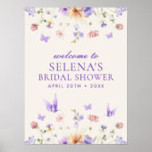 Hij geeft me Paarse vlinders welkomstbord Poster (Voorkant)