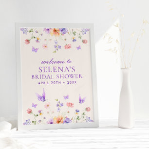 Hij geeft me Paarse vlinders welkomstbord Poster