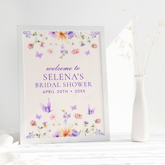 Hij geeft me Paarse vlinders welkomstbord Poster