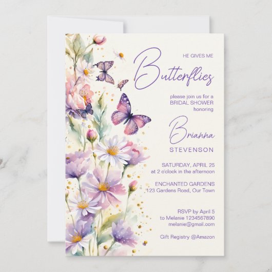 Hij geeft me vlinders betoverd vrijgezellenfeest kaart (Voorkant)