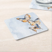 Hij geeft me vlinders blauw modern Vrijgezellenfee Kartonnen Onderzetters (Schuin)